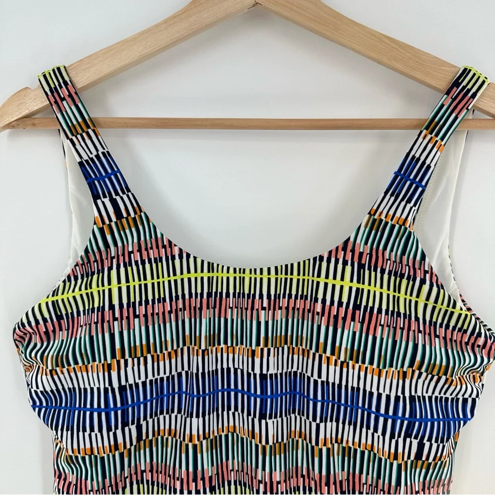 NWT Athleta QuickDri Prismatic Scoop One-Piece Multi Color Swimsuit Size Medium - Picture 3 of 10